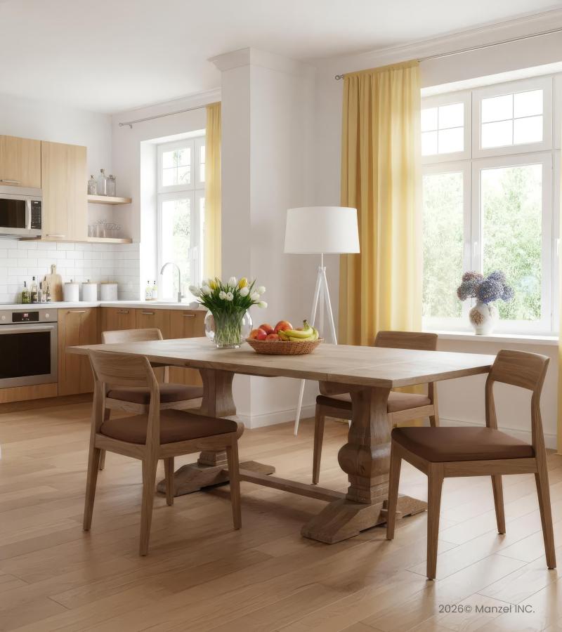 SOLID WOOD PEDESTAL TRESTLE TABLE W / EXTENSIONS