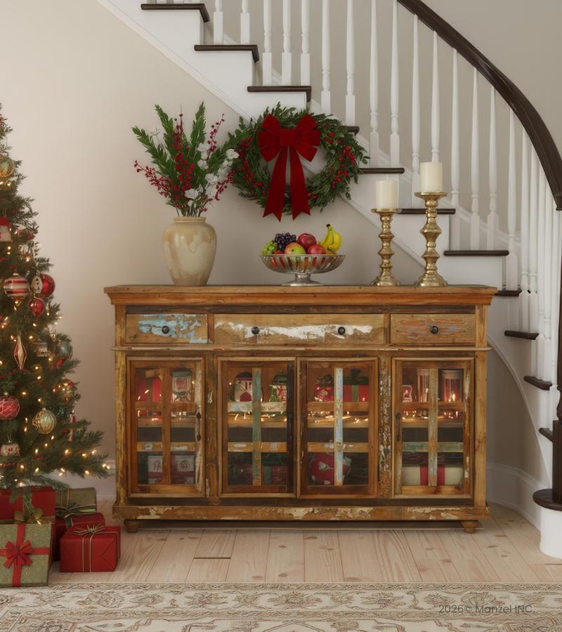 WOODEN GLASS DOOR SIDEBOARD