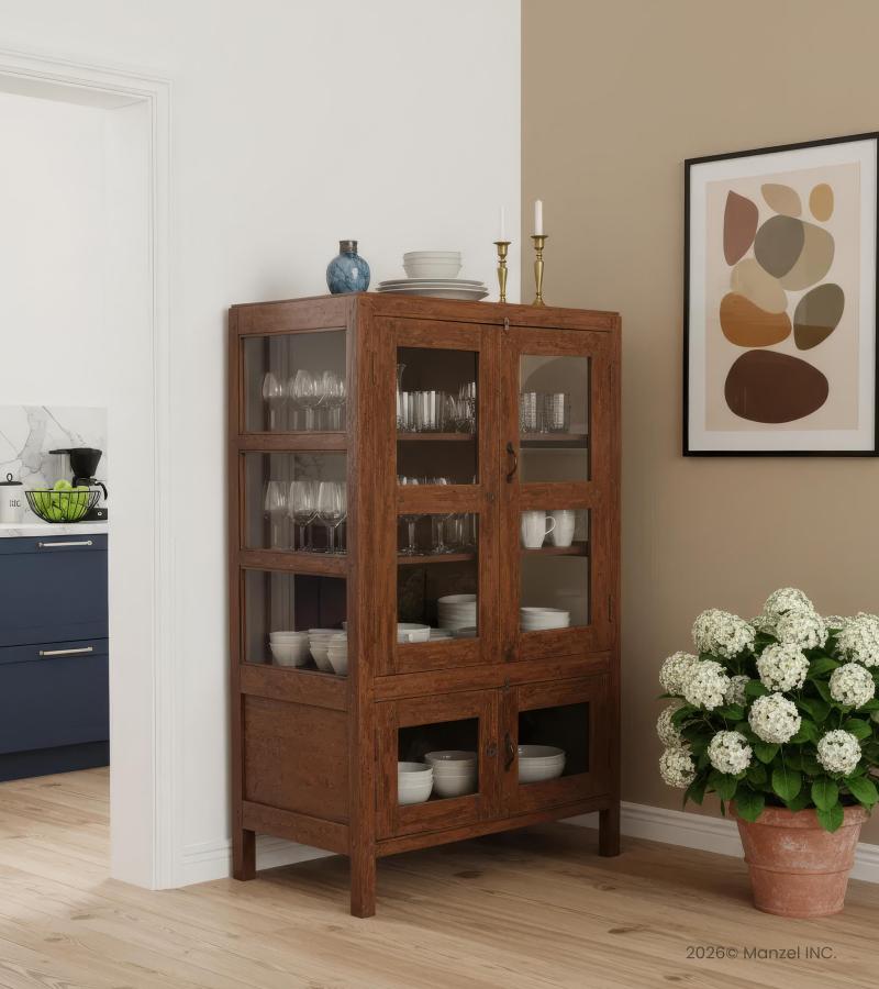 RECLAIMED TEAK & GLASS CABINET