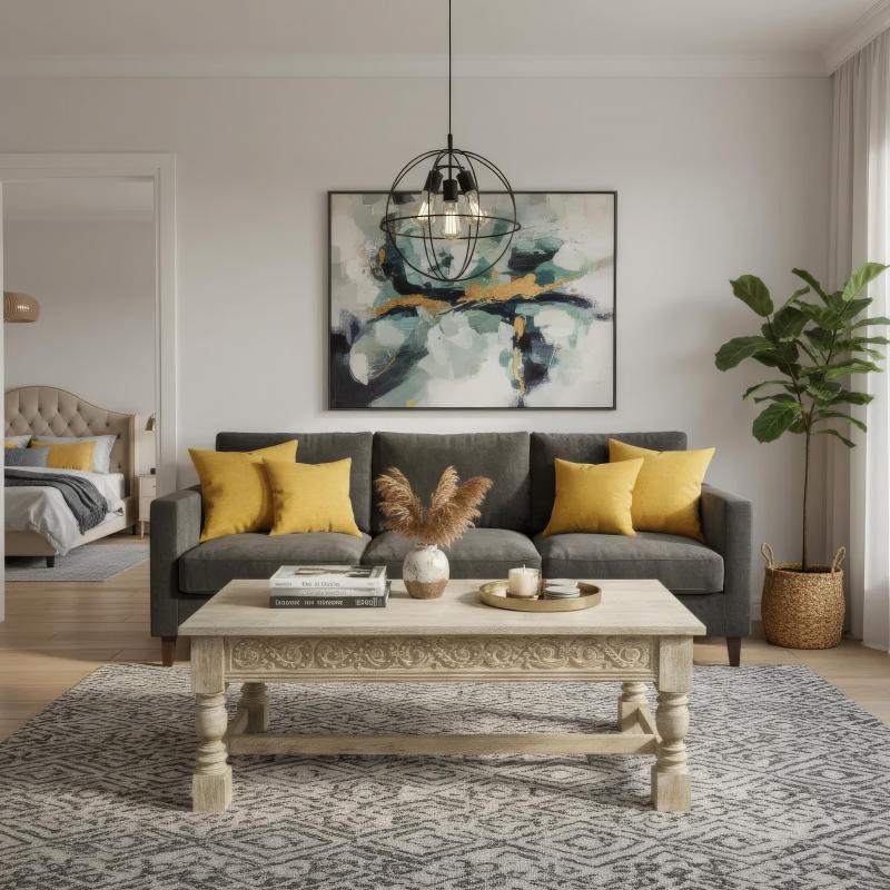 SOLID WOOD HAND CARVED COFFEE TABLE