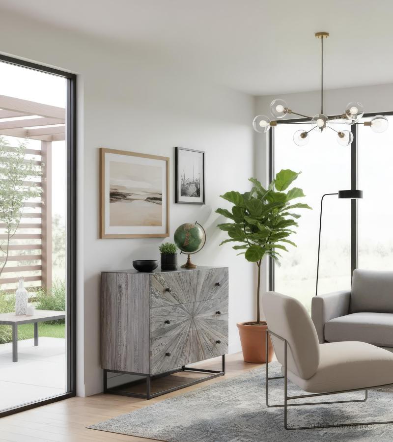 Reclaimed Wood + Iron 3 Drawer Console 