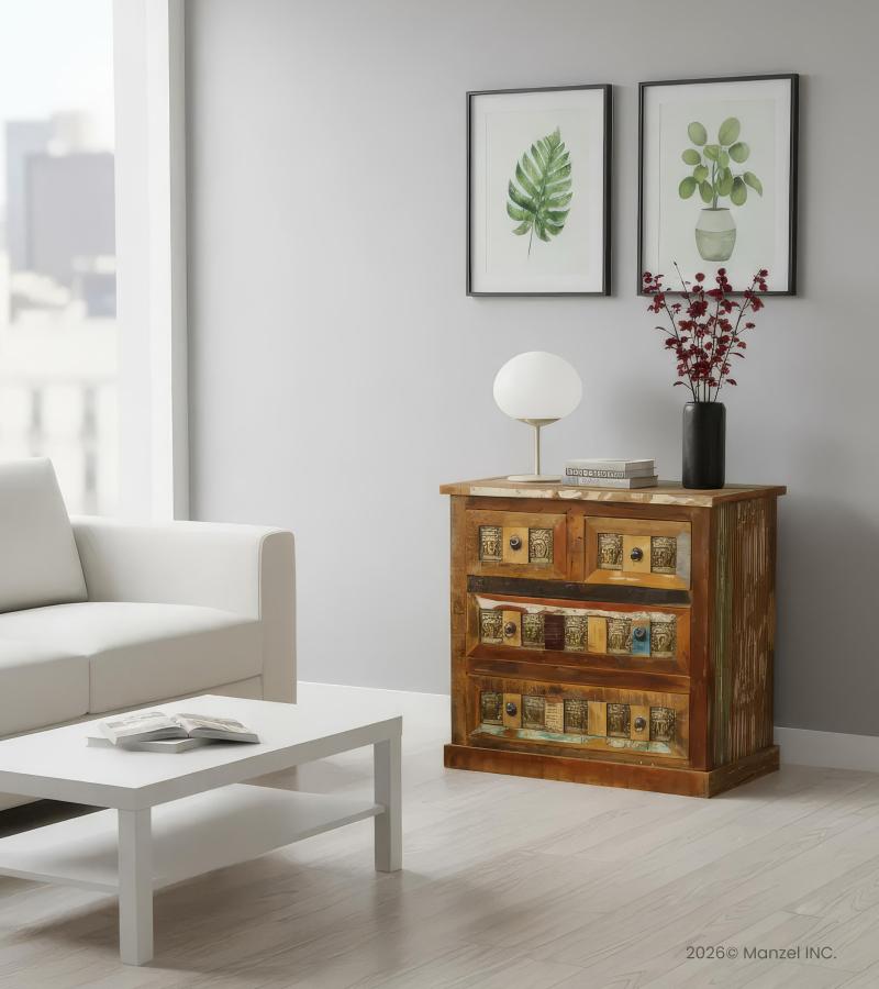 WOODEN BRASS FITTED CABINET