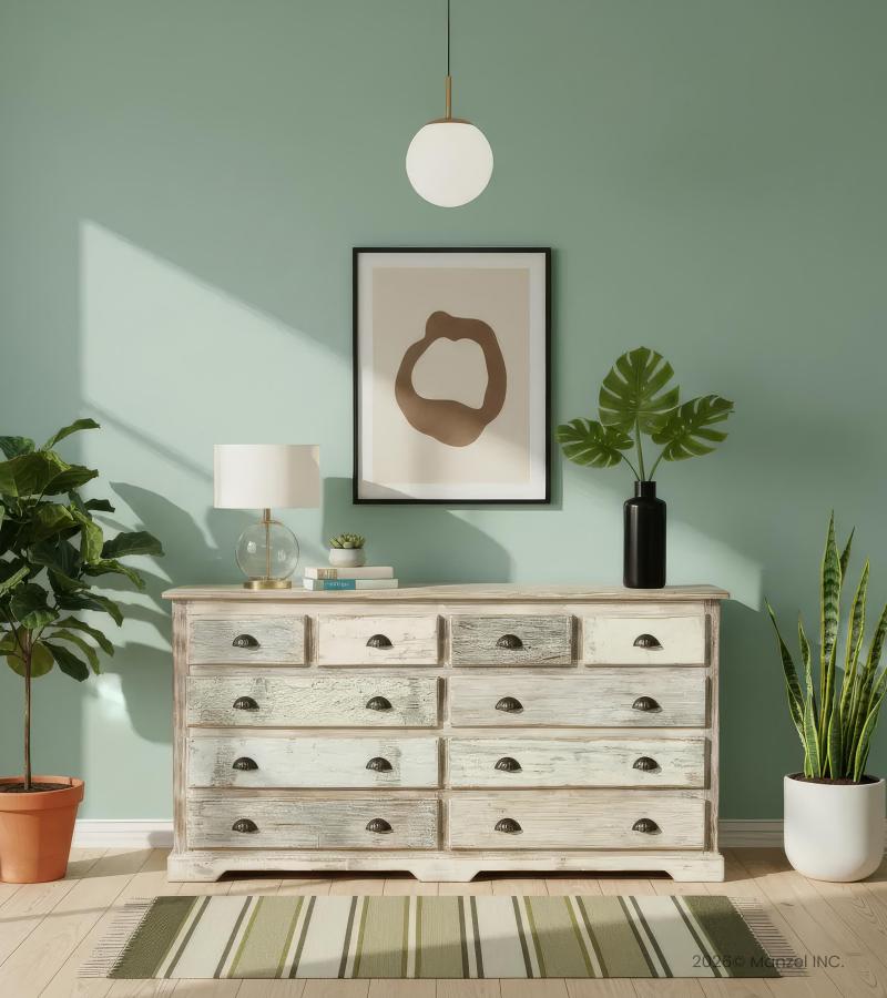 SOLID RECLAIMED TEAK WOOD 10 DRAWER DRESSER CHEST BUREAU SIDEBOARD