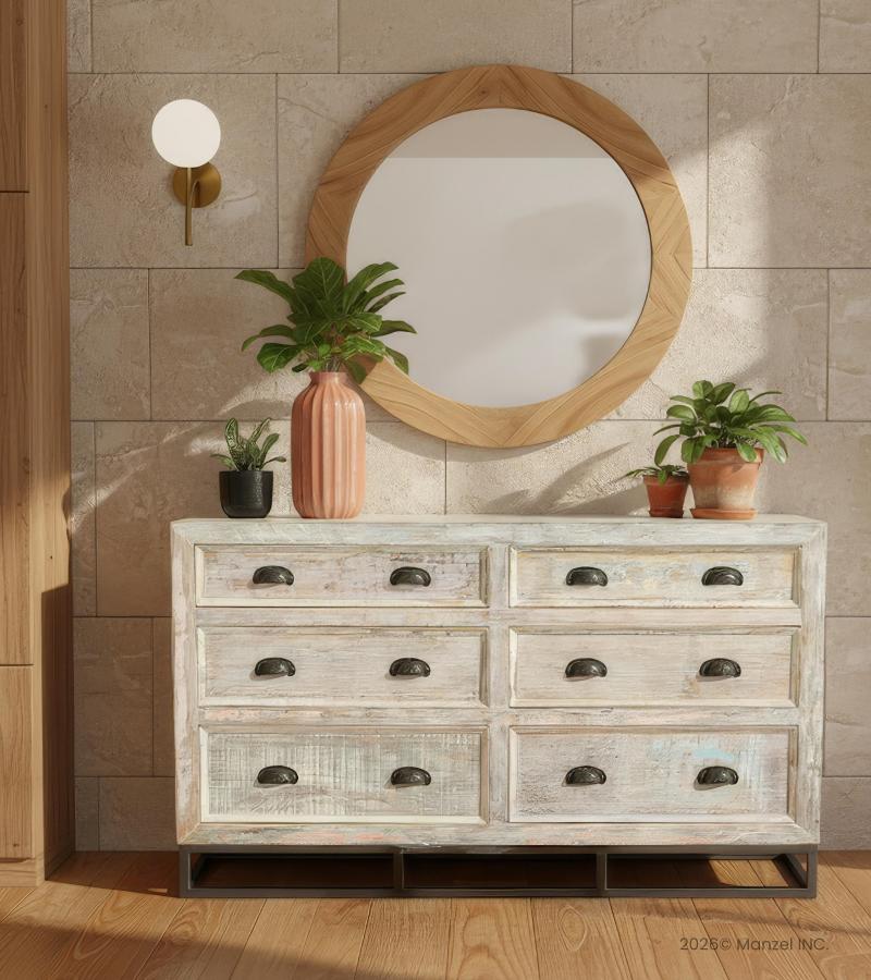 SOLID RECLAIMED TEAK WOOD 6 DRAWER DRESSER CHEST BUREAU SIDEBOARD