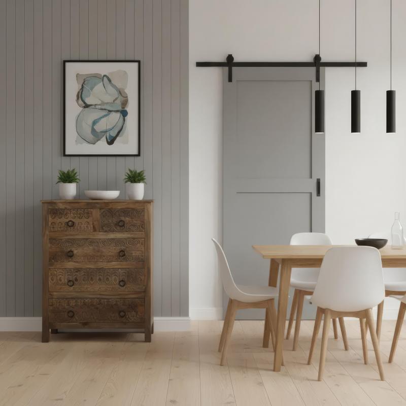 HAND CARVED SOLID WOOD DRESSER BUREAU