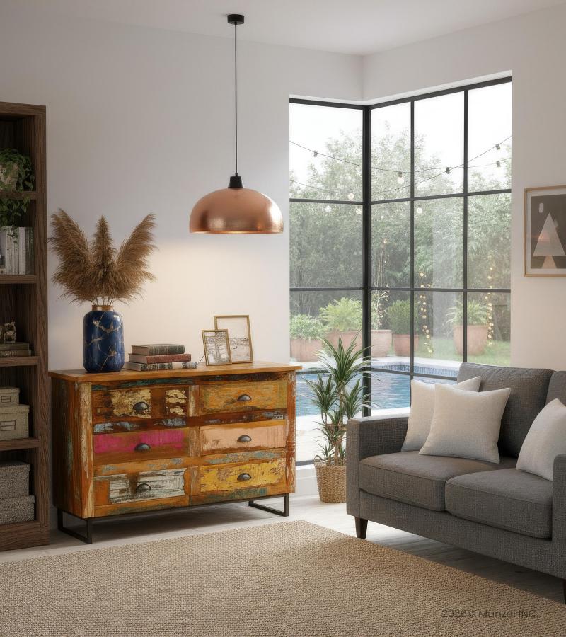 SOLID RECLAIMED TEAK WOOD 6 DRAWER DRESSER CHEST BUREAU SIDEBOARD