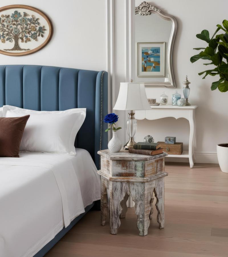 SOLID RECLAIMED TEAK WOOD END TABLE / NIGHTSTAND