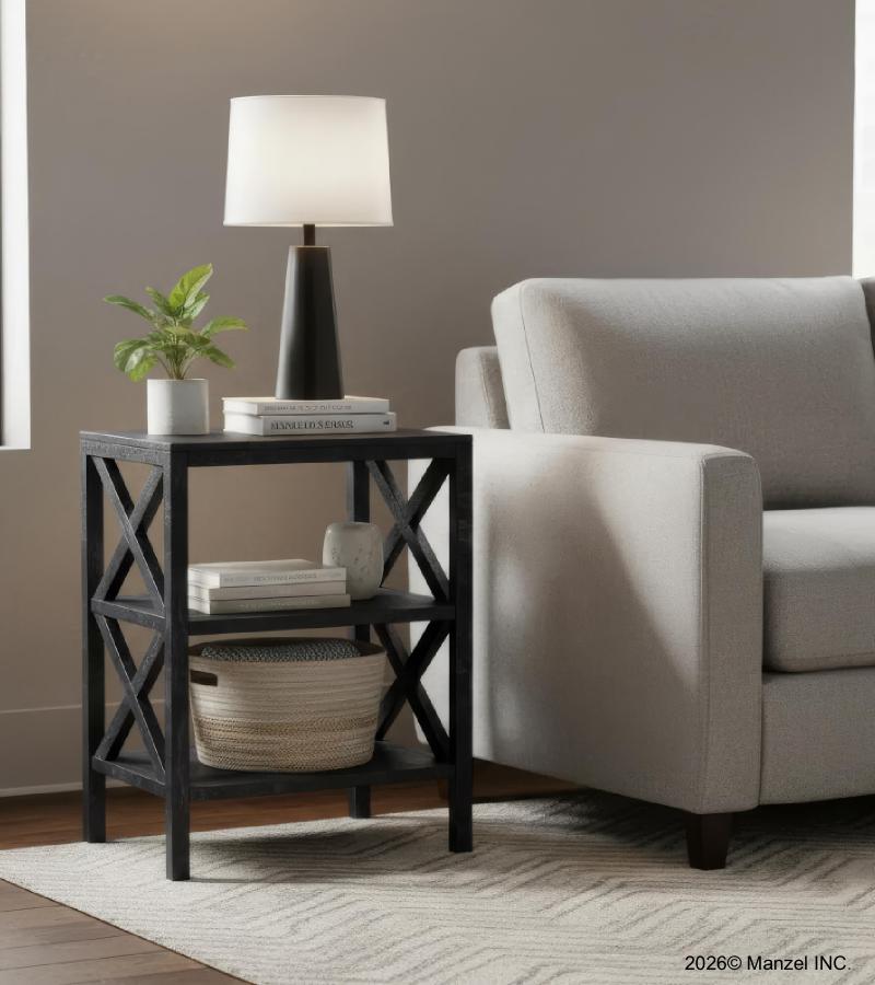 SOLID WOOD 3 TIER END TABLE