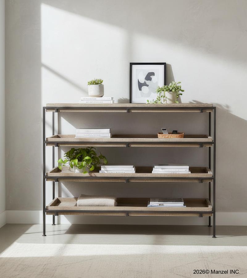 SOLID WOOD & IRON 4 TIER TABLE