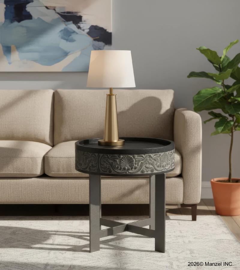 SOLID WOOD & IRON SIDE TABLE