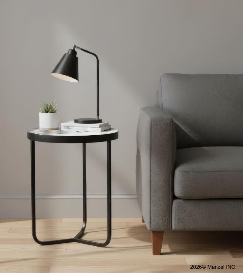 IRON & WOOD END TABLE