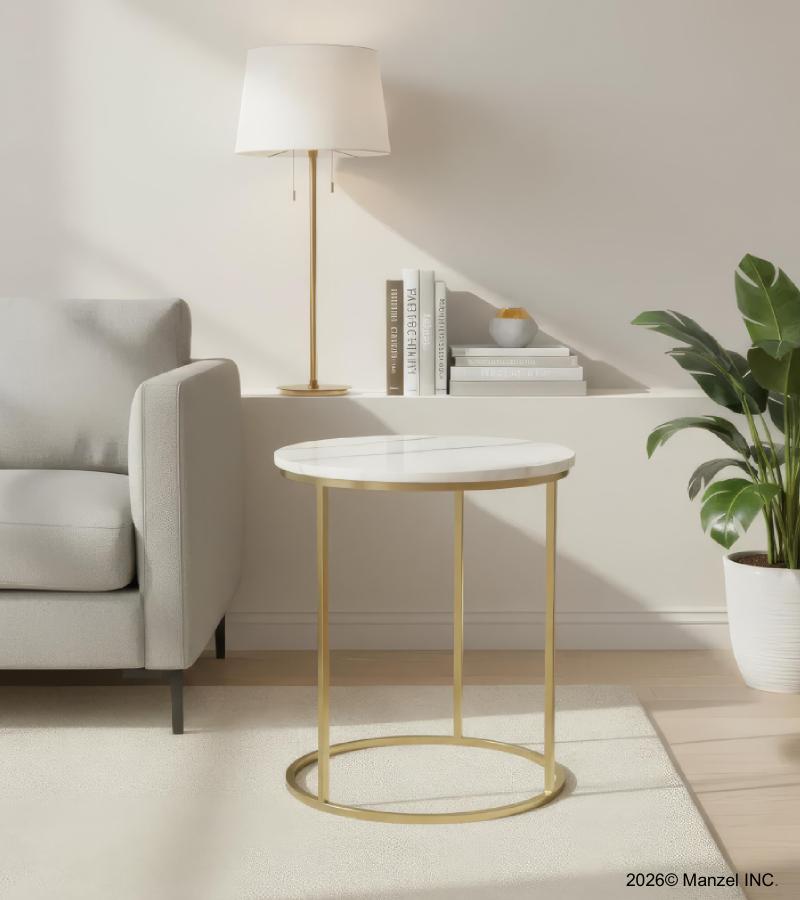 IRON & MARBLE END TABLE