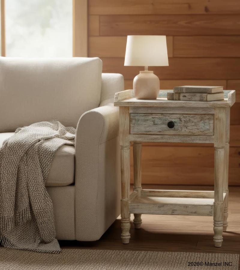 SOLID RECLAIMED TEAK WOOD END TABLE / NIGHTSTAND