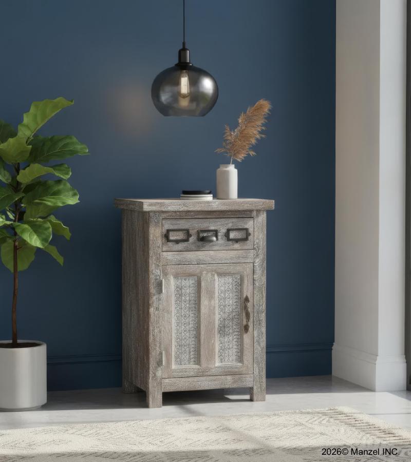 SOLID RECLAIMED TEAK WOOD END TABLE / CABINET