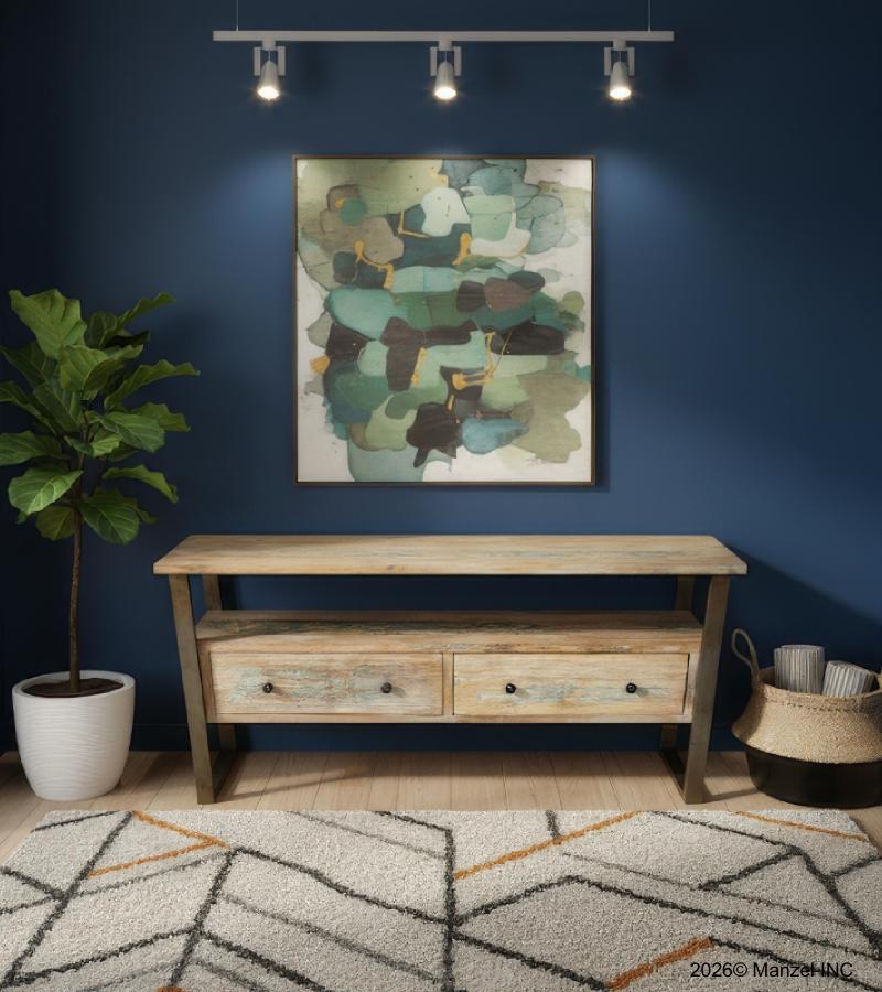 SOLID RECLAIMED TEAK WOOD & IRON MEDIA CENTER CONSOLE