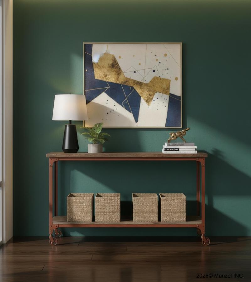 SOLID WOOD & IRON CONSOLE TABLE