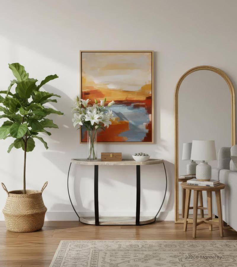 SOLID WOOD & IRON CONSOLE TABLE