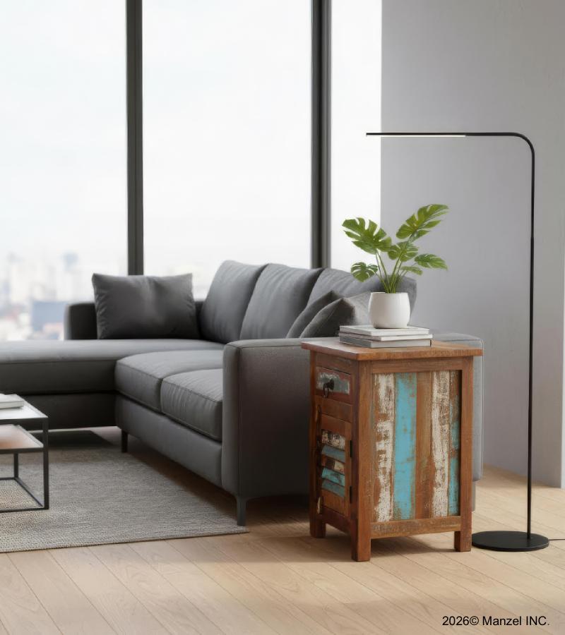 SOLID RECLAIMED TEAK WOOD END TABLE NIGHTSTAND