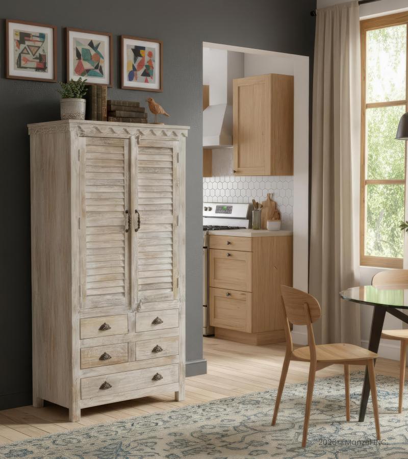 SOLID RECLAIMED TEAK WOOD Wardrobe w/ Shelves + Drawers