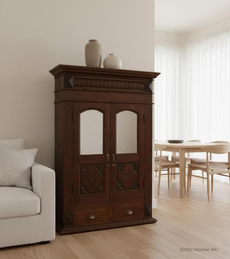 RECLAIMED WOOD & TEAK DECORATIVE DISPLAY STORAGE CABINET