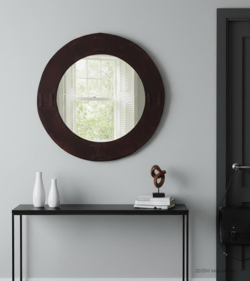 WOODEN ROUND MIRROR FRAME