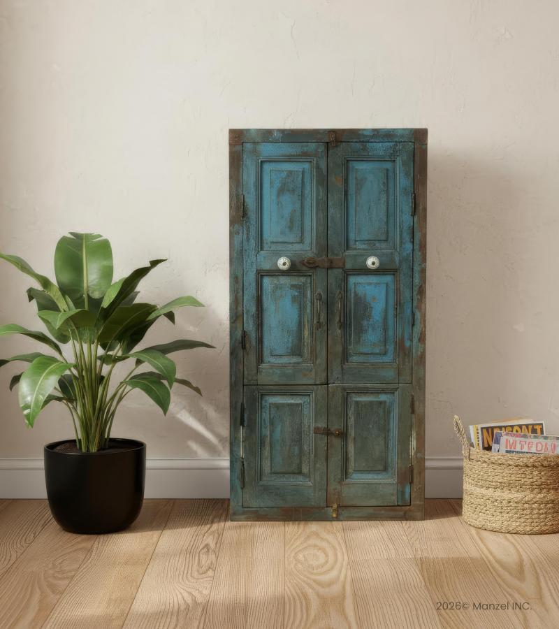 RECLAIMED TEAK 2 DOOR FRAME W/ MIRROR