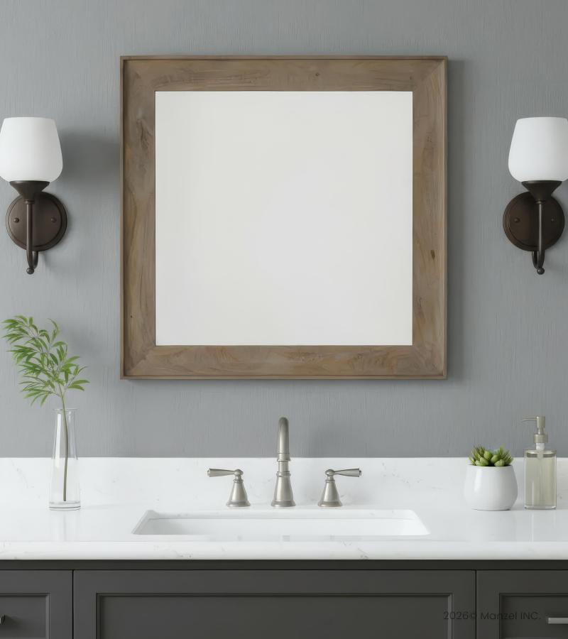 SQUARE SOLID WOOD FRAME MIRROR