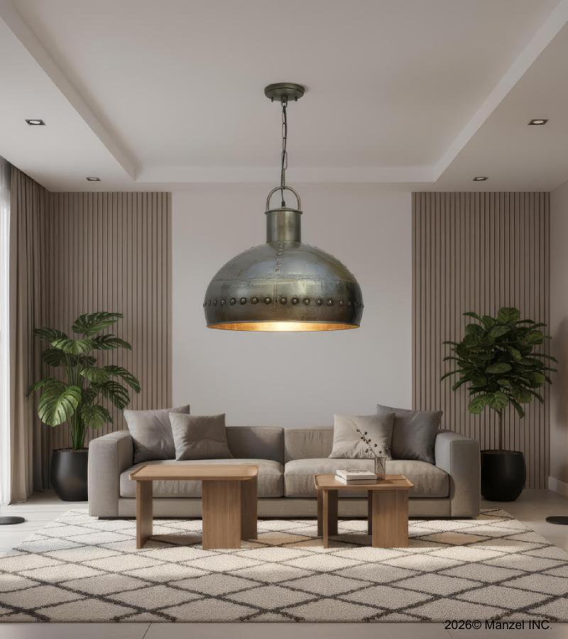 METAL HANGING LIGHT W/ RIVETS