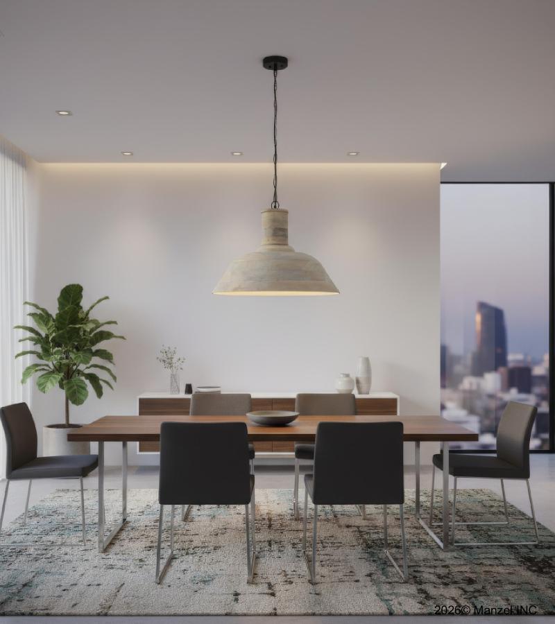 WOODEN FARMHOUSE DOME PENDANT LIGHT FIXTURE