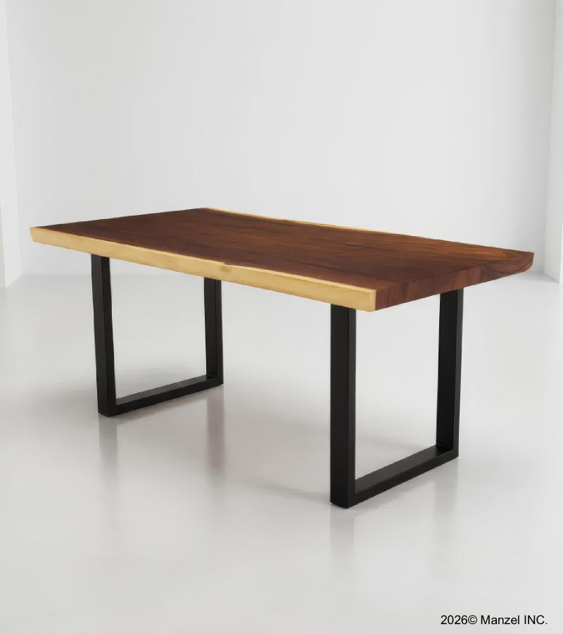 LIVE EDGE SOLID SUAR WOOD TABLE W/ METAL BASE
