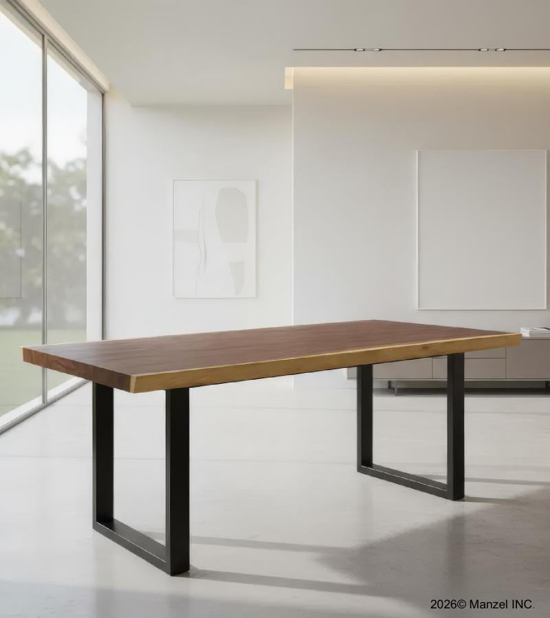 LIVE EDGE SOLID SUAR WOOD TABLE W/ METAL BASE