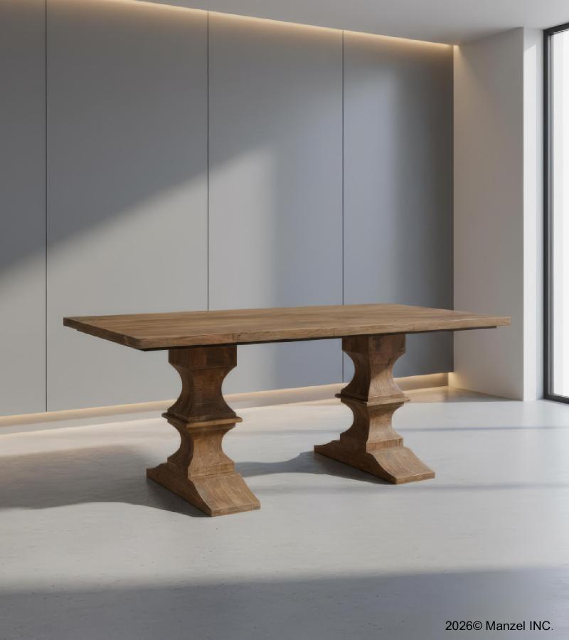 SOLID WOOD PEDESTAL DINING TABLE