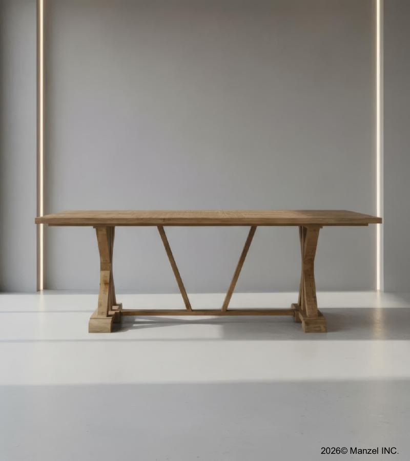 SOLID WOOD X BASE TRESTLE DINING TABLE
