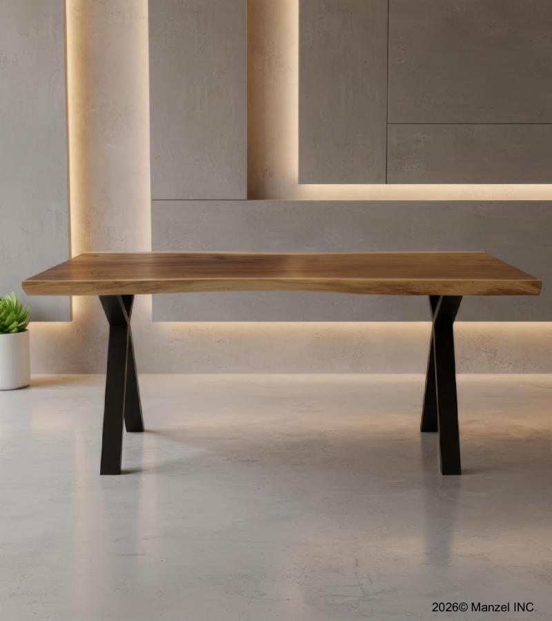 LIVE EDGE SOLID SUAR WOOD TABLE W/ METAL BASE