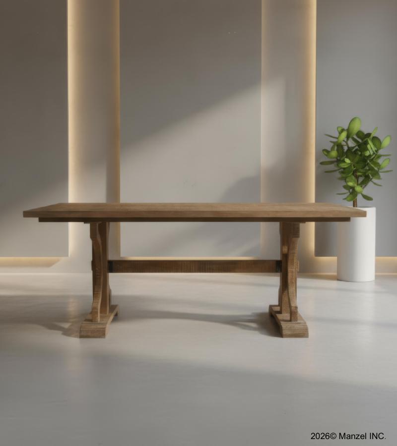 SOLID WOOD X BASE TRESTLE DINING TABLE