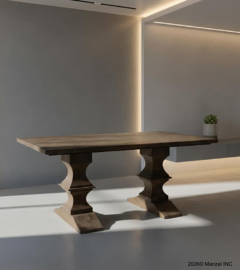 SOLID WOOD PEDESTAL DINING TABLE