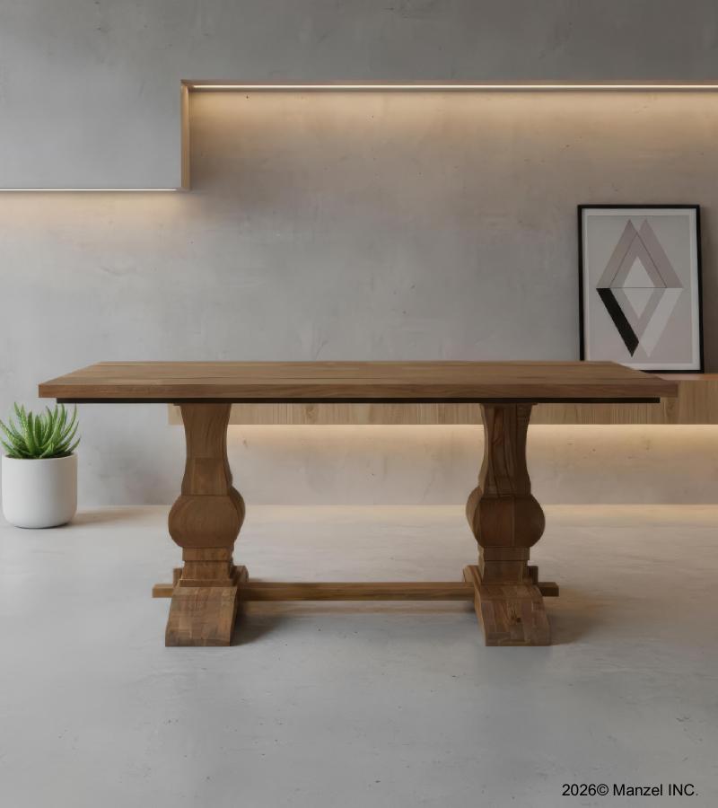 SOLID WOOD PEDESTAL DINING TABLE