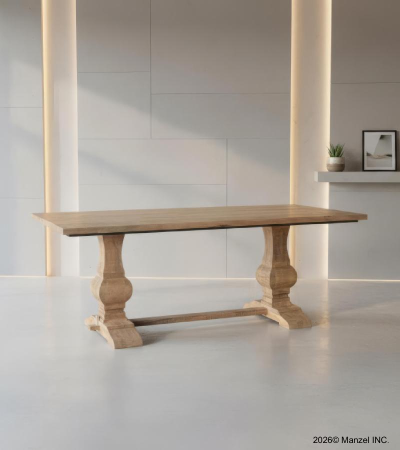 SOLID WOOD DINING TABLE W/ PEDESTAL BASE