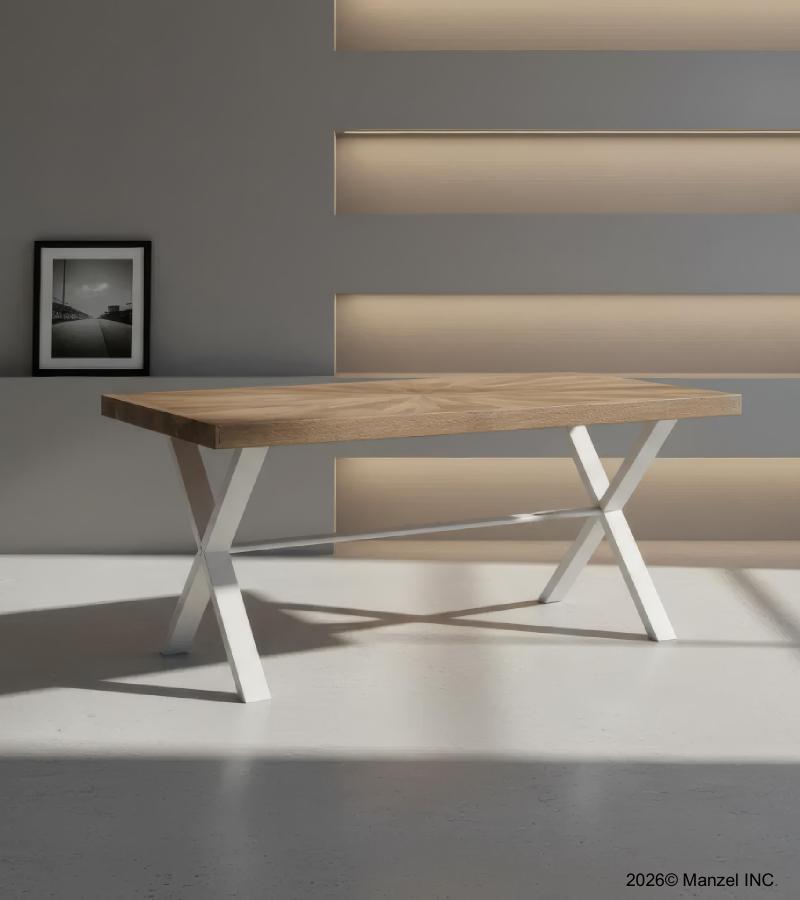 SOLID WOOD INLAID STARBURST DESIGN TABLE