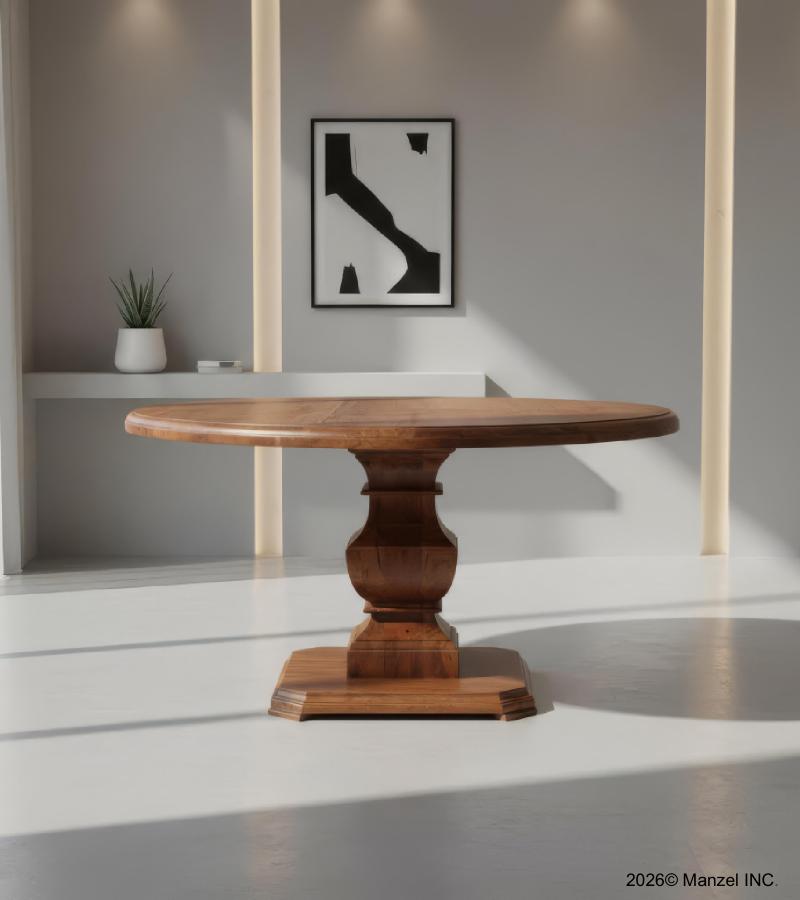 ROUND SOLID WOOD DINING TABLE