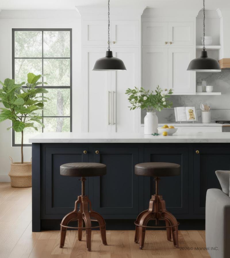 ADJUSTABLE HEIGHT IRON & LEATHER STOOL