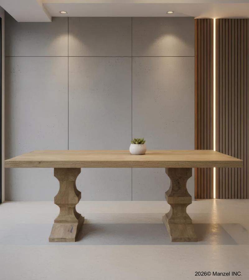 SOLID WOOD PEDESTAL DINING TABLE