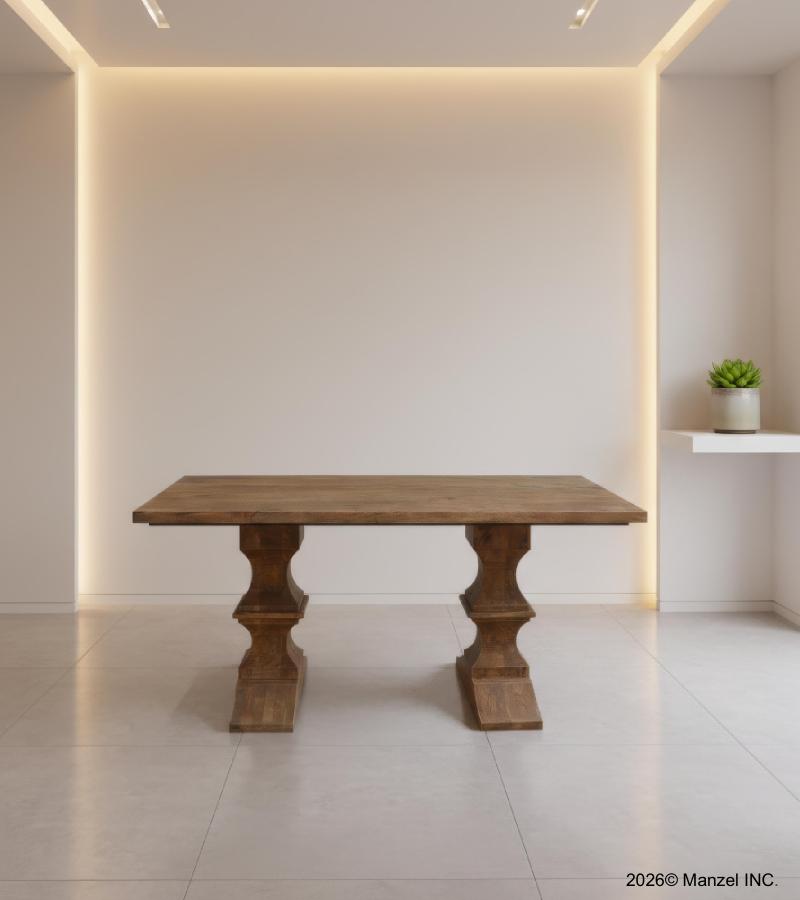 SOLID WOOD PEDESTAL DINING TABLE