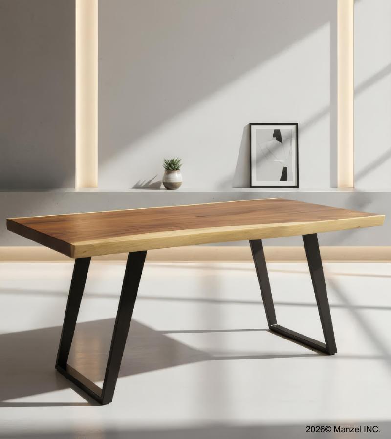 LIVE EDGE SOLID SUAR WOOD TABLE W/ METAL BASE