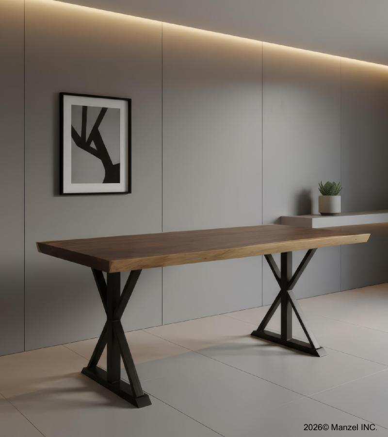 LIVE EDGE SOLID SUAR WOOD TABLE W/ METAL BASE