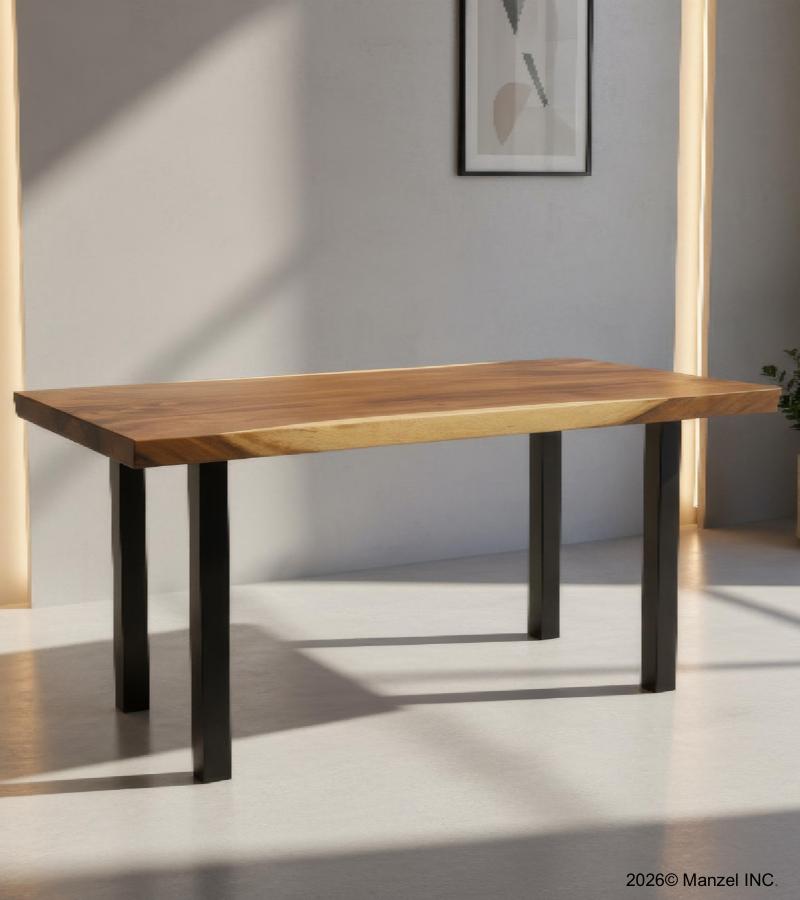 LIVE EDGE SOLID SUAR WOOD TABLE W/ METAL BASE