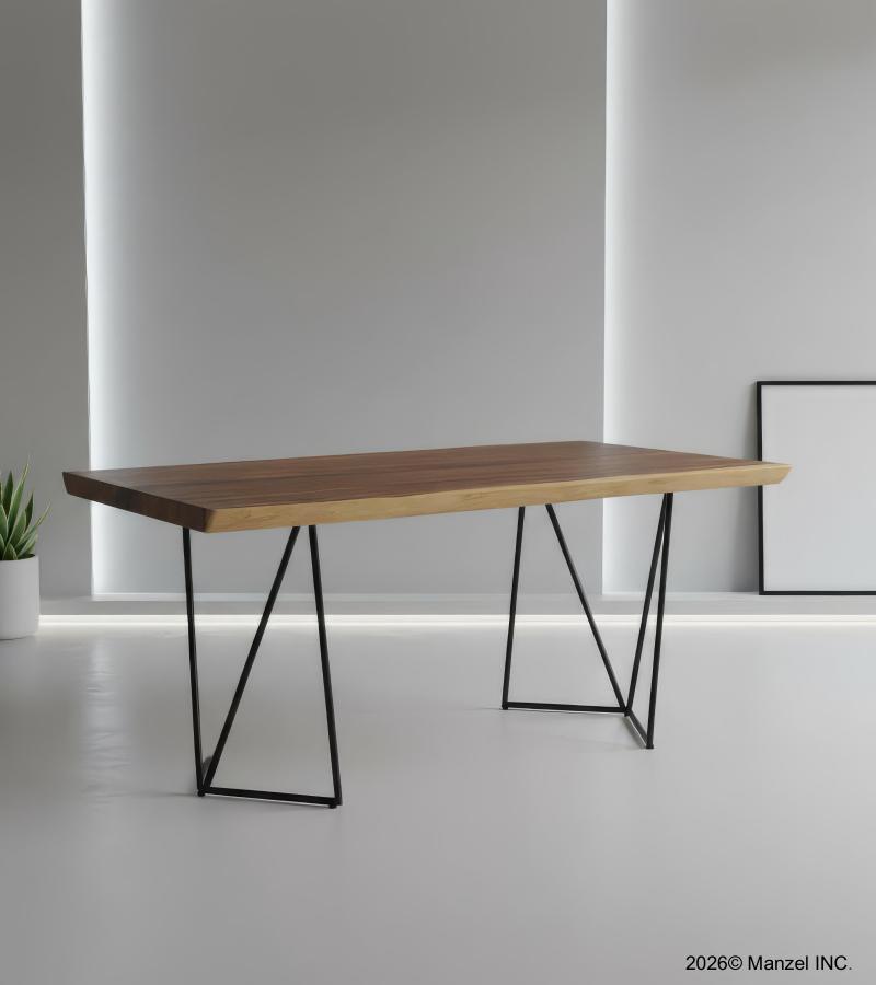 LIVE EDGE SOLID SUAR WOOD TABLE W/ METAL BASE