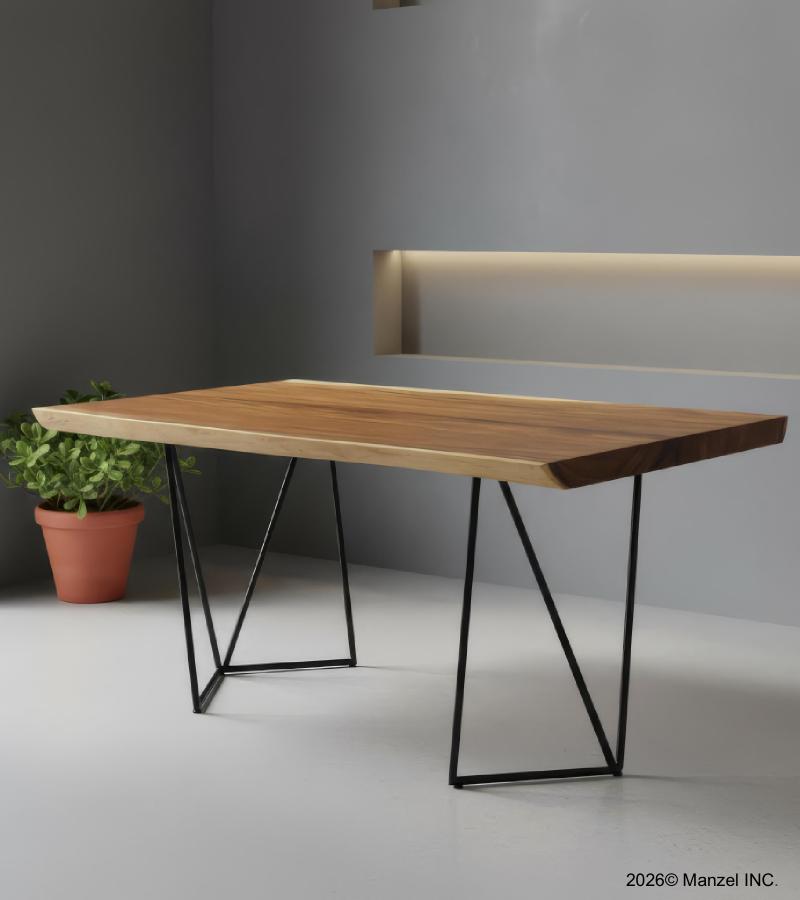LIVE EDGE SOLID SUAR WOOD TABLE W/ METAL BASE