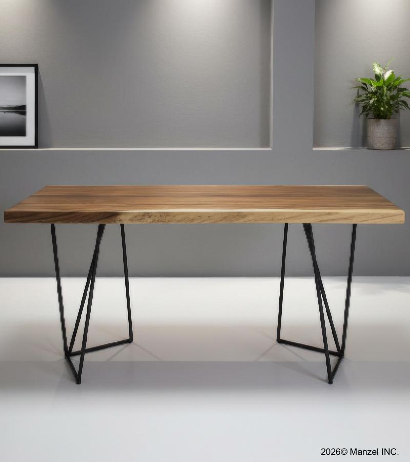 LIVE EDGE SOLID SUAR WOOD TABLE W/ METAL BASE
