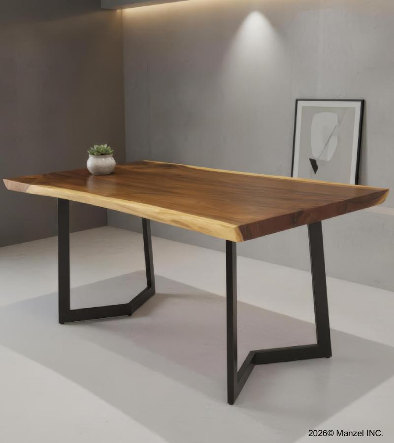 LIVE EDGE SOLID SUAR WOOD TABLE W/ METAL BASE